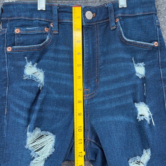 Aeropostale Super High Rise Jegging Women 4 Reg Dark Wash Distressed Skinny Jean - Picture 6 of 7